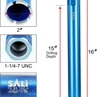SALI Wet Diamond Core Drill Bits 2"/52mm Diameter, 15"/380mm Drilling Depth Conc