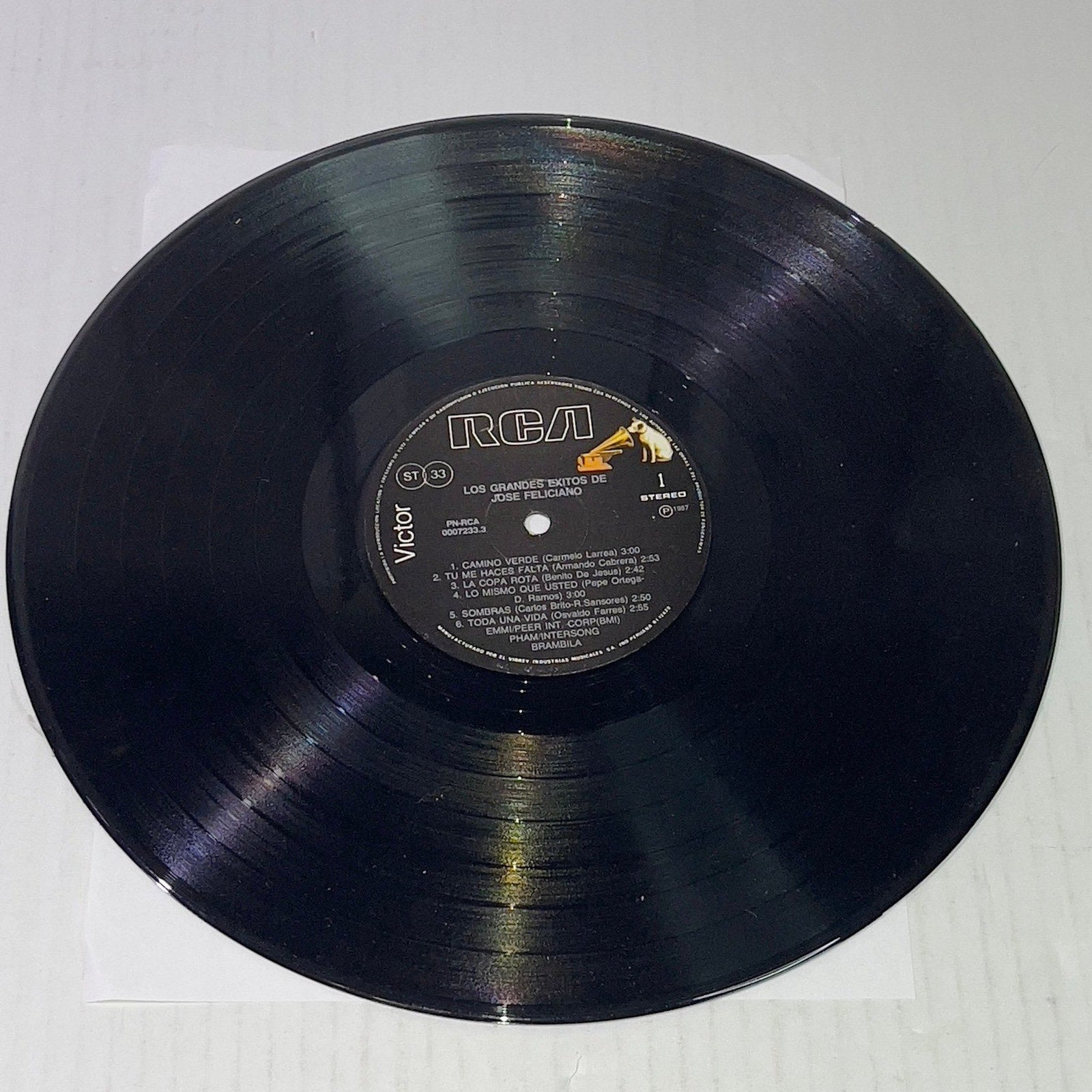 Los Grandes Exitos de Jose Feliciano, RCA Vol.1 1987 VINYL RECORD 0007233.3 Original