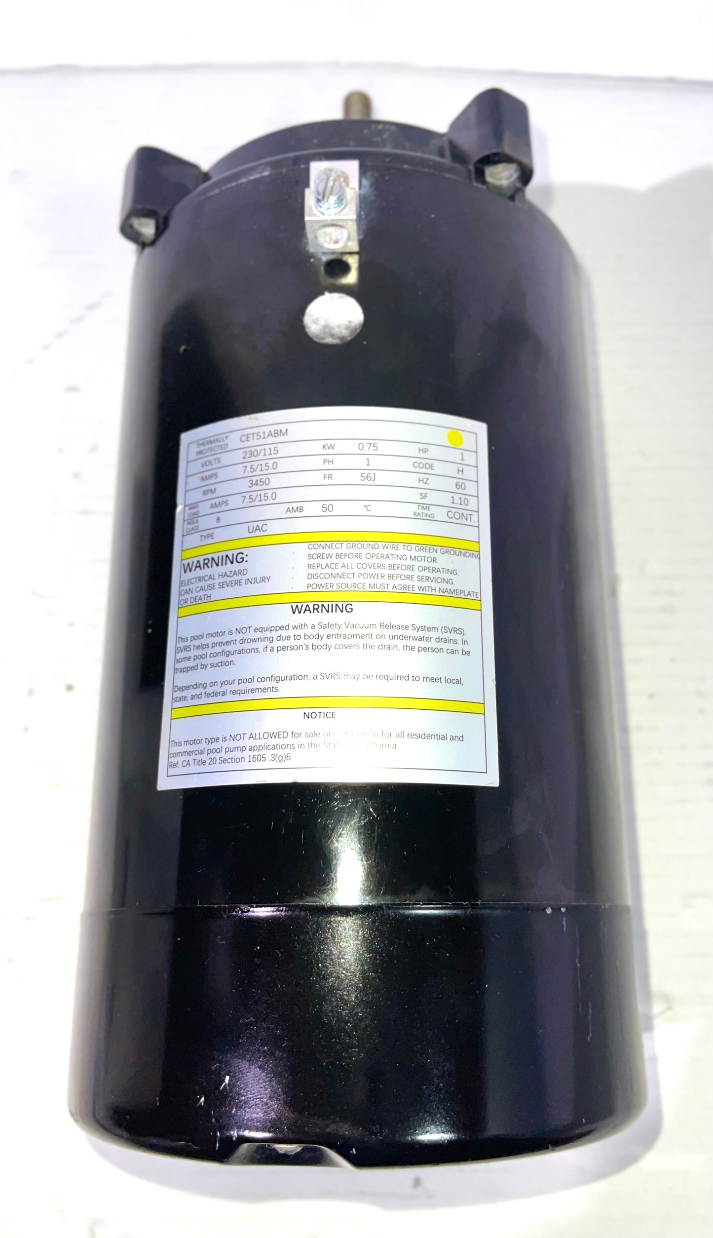 UST1102 1HP Swimming Pool Pump Motor With PS-201 Seal Kit for Hayward Super Pump, Super II, Max Flow, Northstar & Ja-Cuzzi Magnum Pump| 1 HP Single Speed Round C-Face Pool Motor, 115/230V