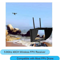 FPV Monitor 7” LCD Video Screen 800 x 480 Resolution, 5.8GHz 40CH DVR Function, RC Drone Display Screen with Auto Search, 2000mAh FPV Receiver for Drone Quadcopter(US Plug)