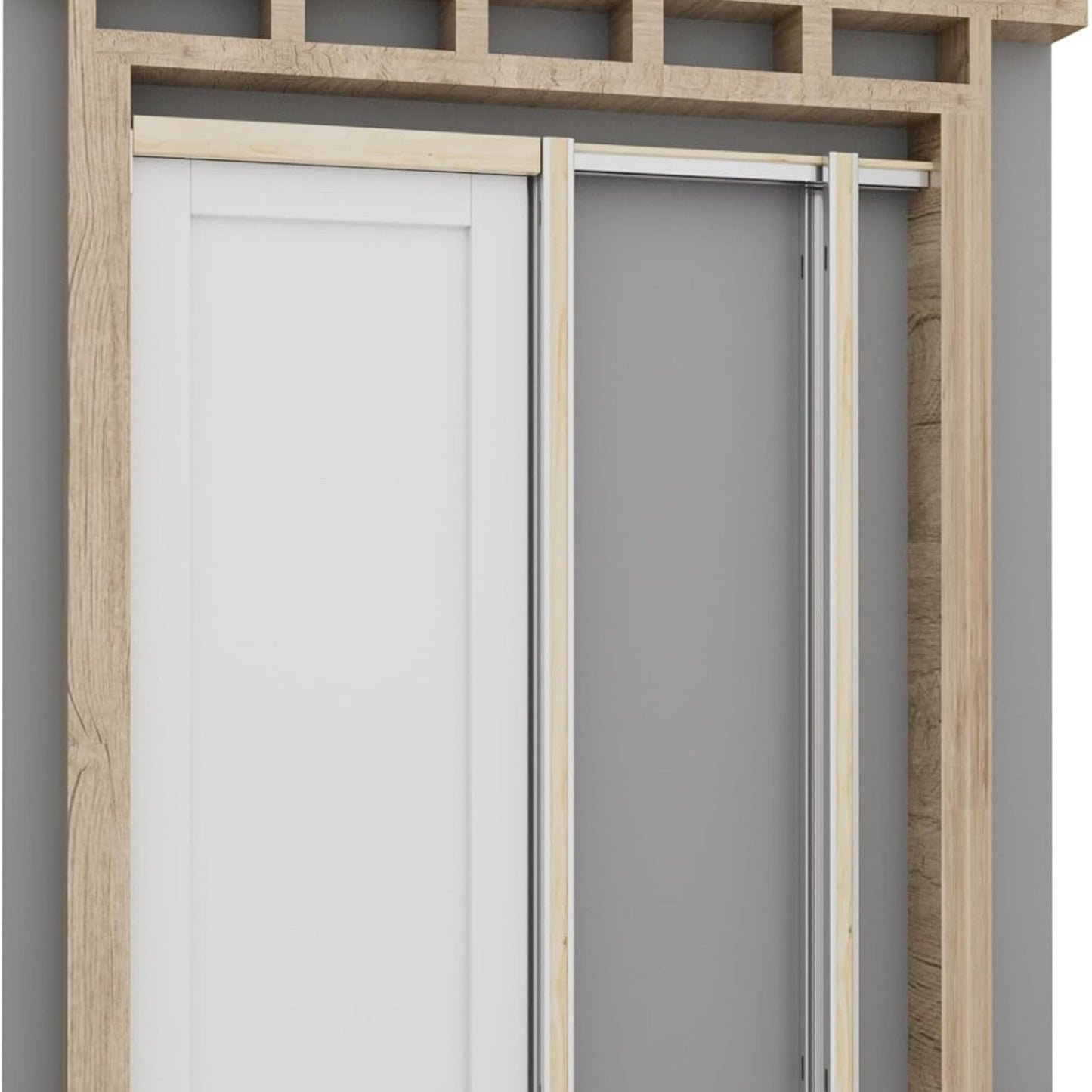 Pocket Door Frame Kit with Hardware & Soft Close, Sliding Smoothly Quietly Hidden Door Kit, for 18-36 W x 80 H Doors, 2 x 4 Studs Pocket Doors Hardware for Bathroom or Bedroom Easy to Install