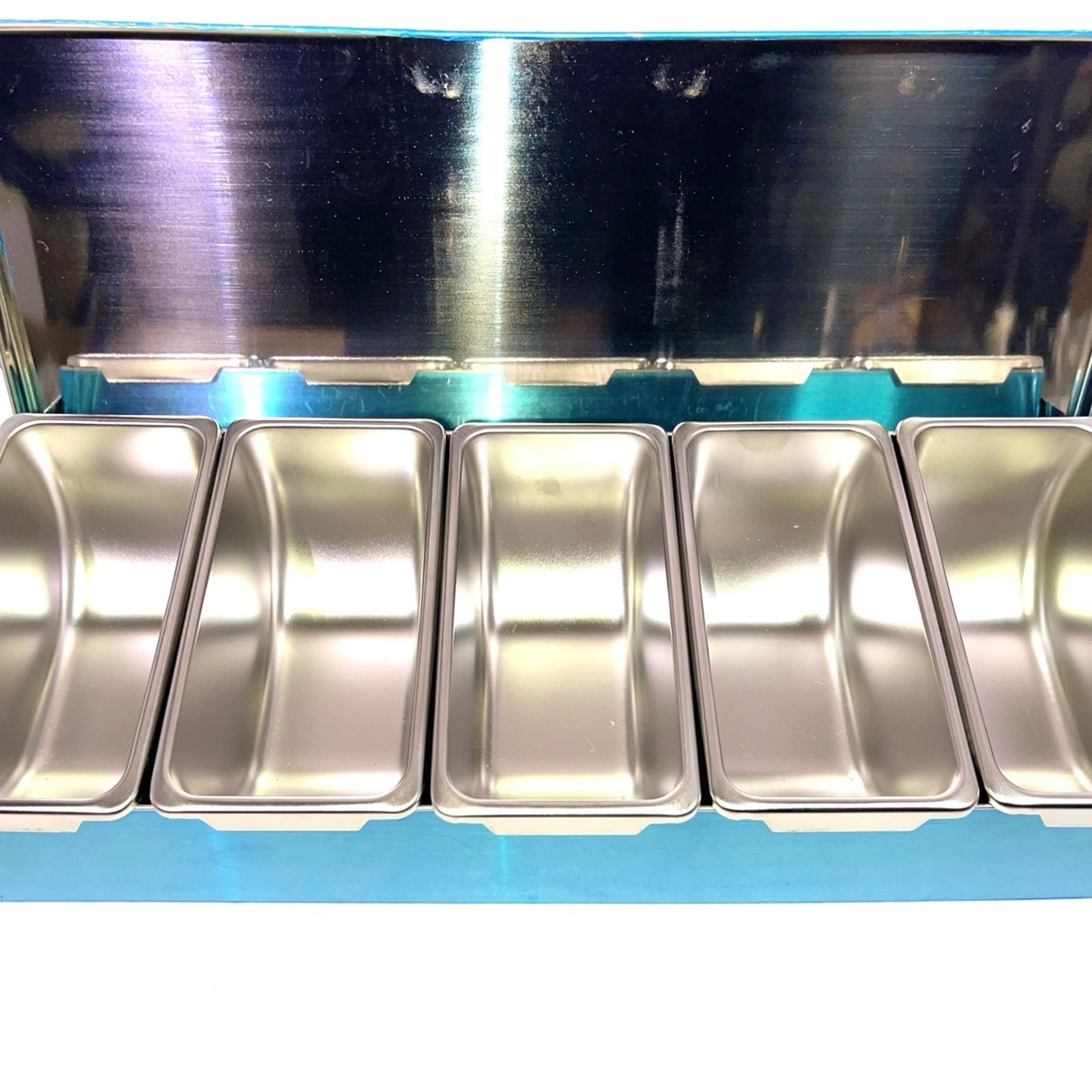 TrueCraftware- 5 Compartment Stainless Steel Condiment Bar (Open Bottom)- Condim