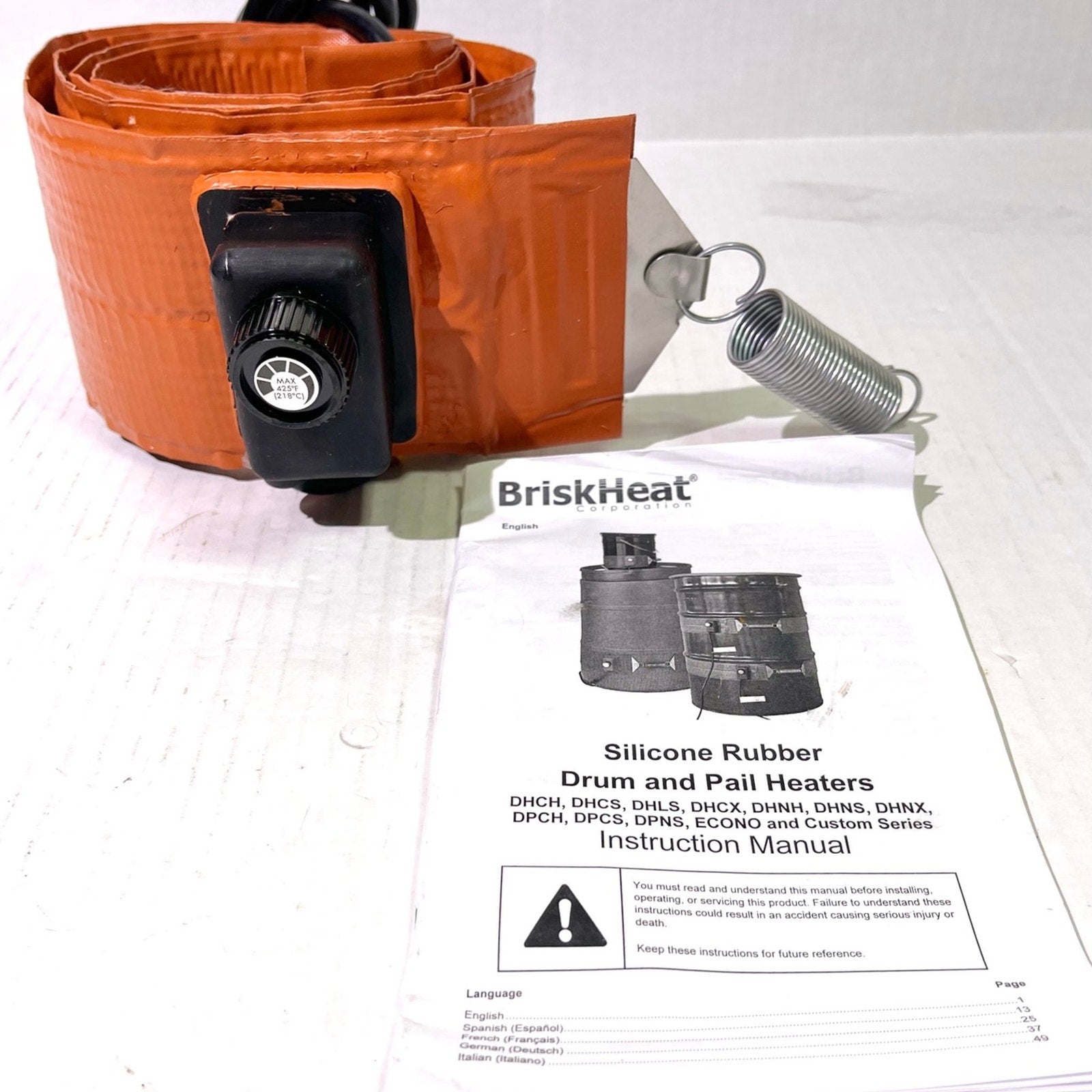 BriskHeat Drum Pail Heater Silicone Heating Blanket Controller SRL12241PADJB, 50-425F, 12x24 Size, 120 Volt, 720 Watt