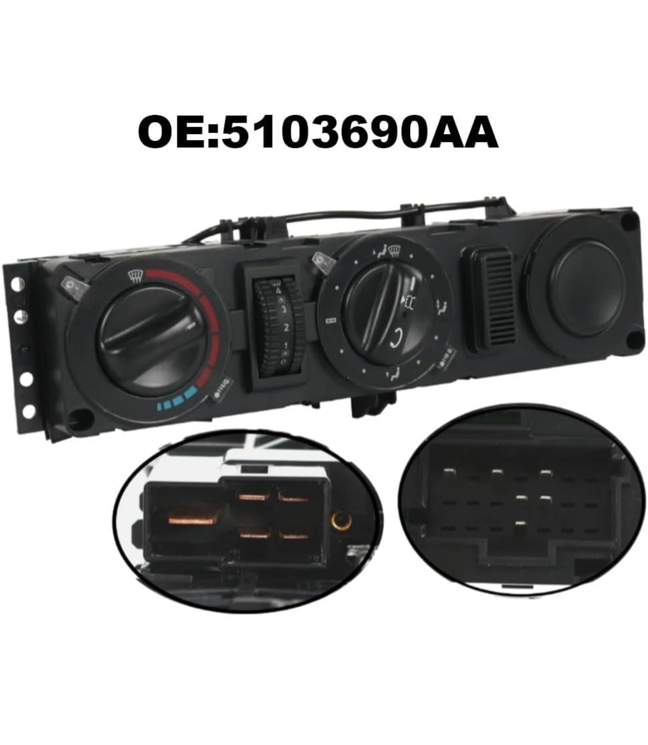 Climate Control Switch Panel for Dodge For Sprinter 2500 3500 Models 2003 to 2006 Without AC but with Heat Booster 5103690AA