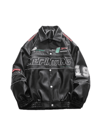 Vintage PU Leather Racing "Mepintang" 19 Jacket (Men)