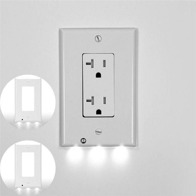 Decor LED Lighted - Night Light Wall Outlet Cover with LED lights No Wire or Battery Needed (Home)