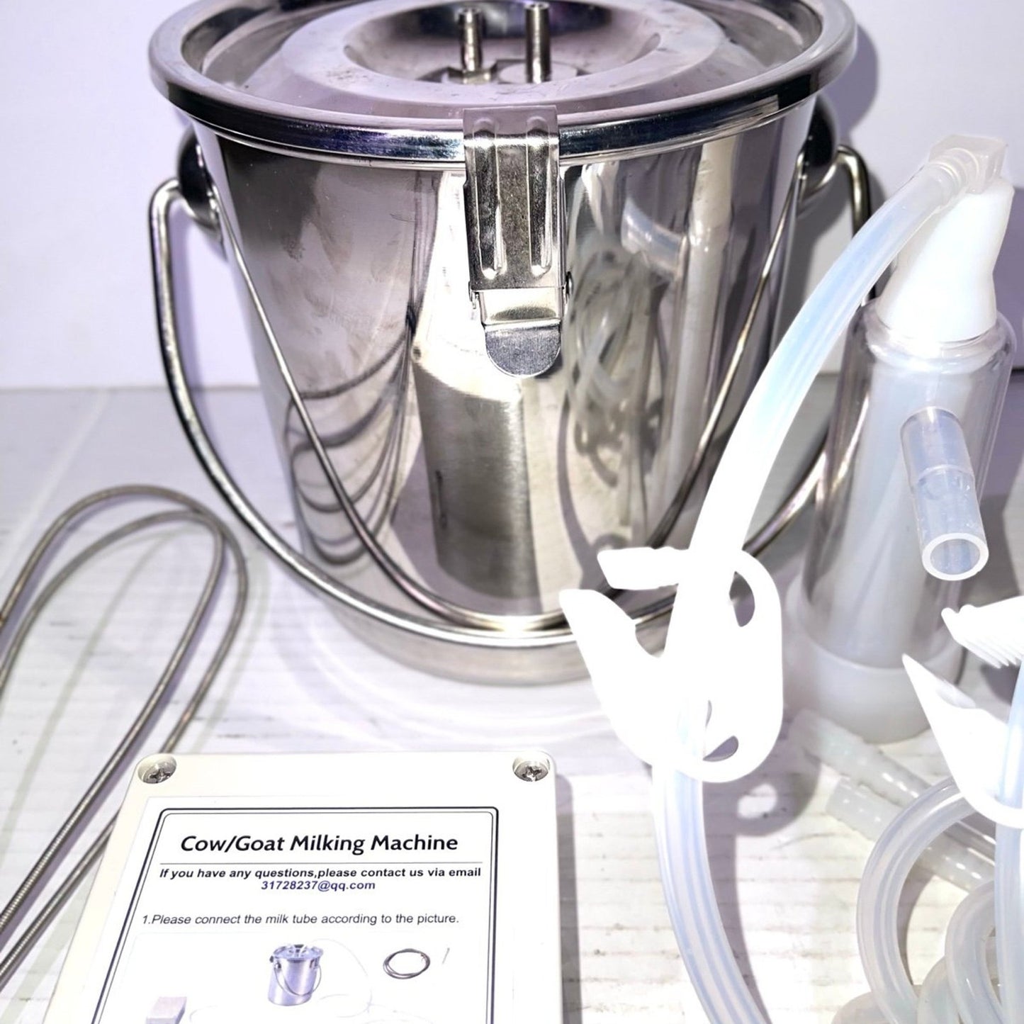 3L Electric Milker Milking Machine Household Manual Double Head Milker Efficient Pumping Cycle Large Capacity Portable for Goat Pulsation Vacuum Milking Machine