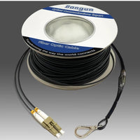 Armored Fiber Optic Cable OM3 Fiber LC to LC Outdoor 10GB/Gi 800ft (245 Meters) Multimode Fiber Patch Cable Duplex 50/125 with Pulling Eye Kit Installed on one end, Black