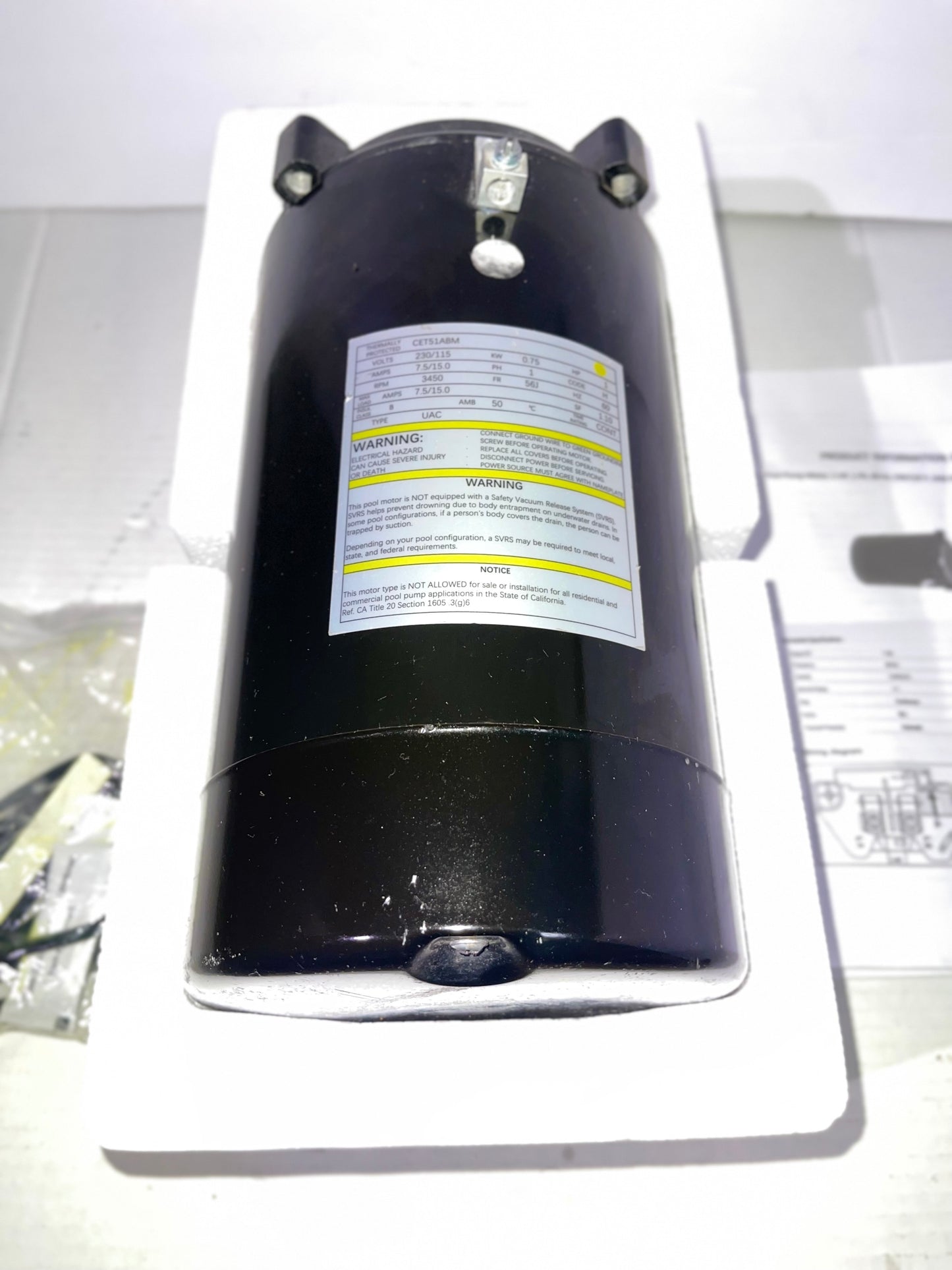 UST1102 1HP Swimming Pool Pump Motor With PS-201 Seal Kit for Hayward Super Pump, Super II, Max Flow, Northstar & Ja-Cuzzi Magnum Pump| 1 HP Single Speed Round C-Face Pool Motor, 115/230V