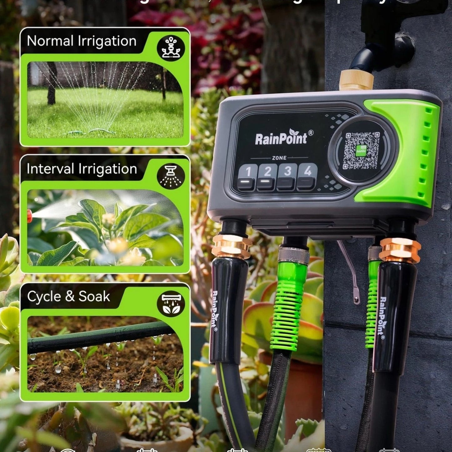 RAINPOINT WiFi Sprinkler Timer 4 Zone, Outdoor Smart Water Timer for Garden APP!