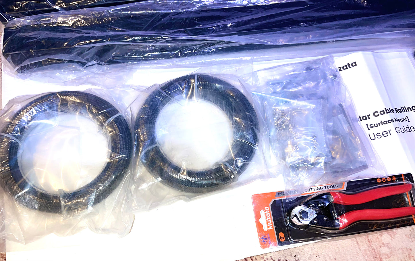 Muzata 15-20FT Modular Black Cable Railing Kit 36” 4 Level Post Kit Complete Set Cable Railing System For Decks Length Adjustable Easy DIY With Paper User Guide (No Handrail) RWS2 BH4S