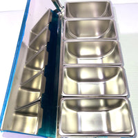 TrueCraftware- 5 Compartment Stainless Steel Condiment Bar (Open Bottom)- Condim