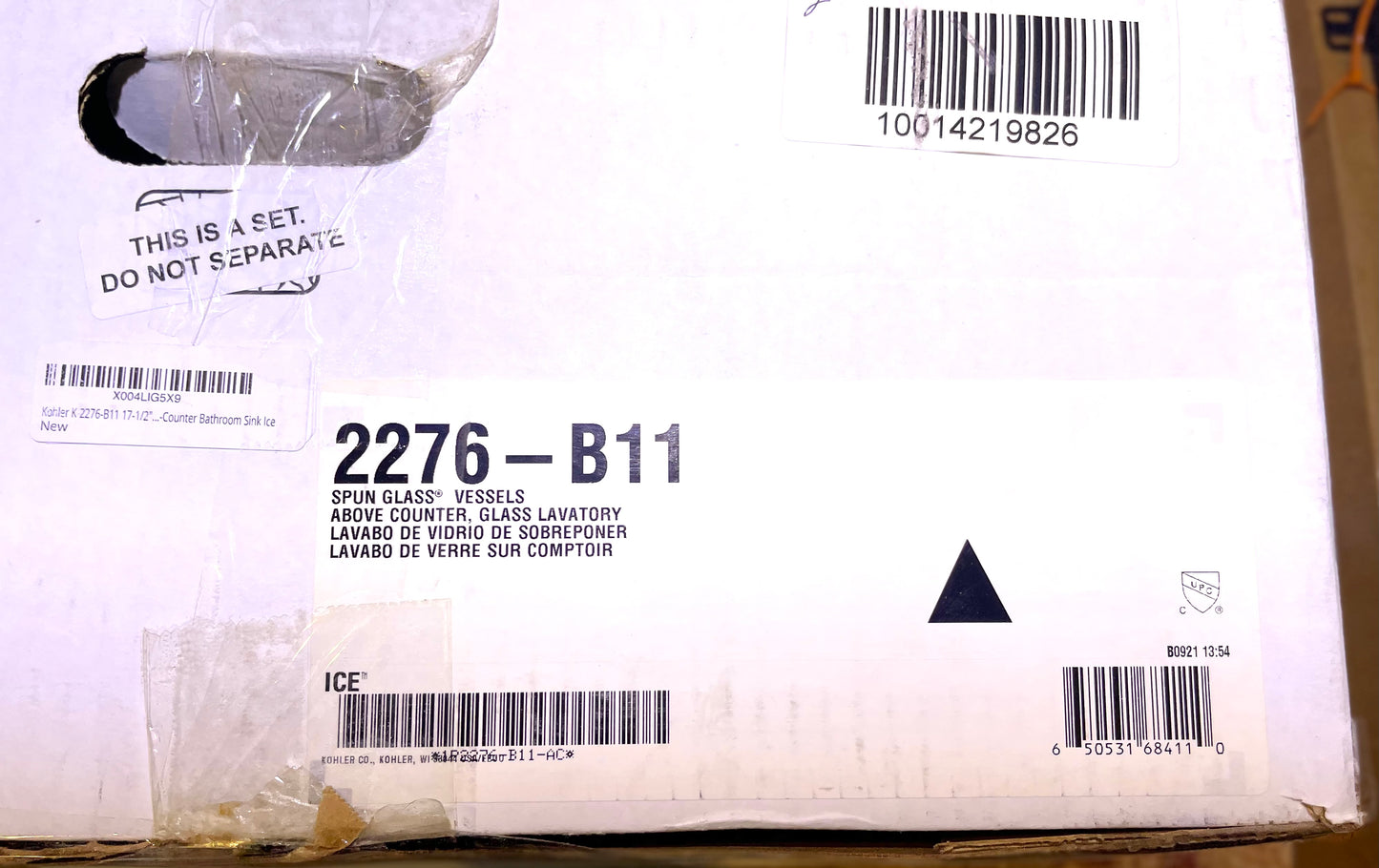 KOHLER Spun Glass Vessels Above Counter Glass Lavatory Sink-Ice New Open Box 2276-B11 17-1/2"