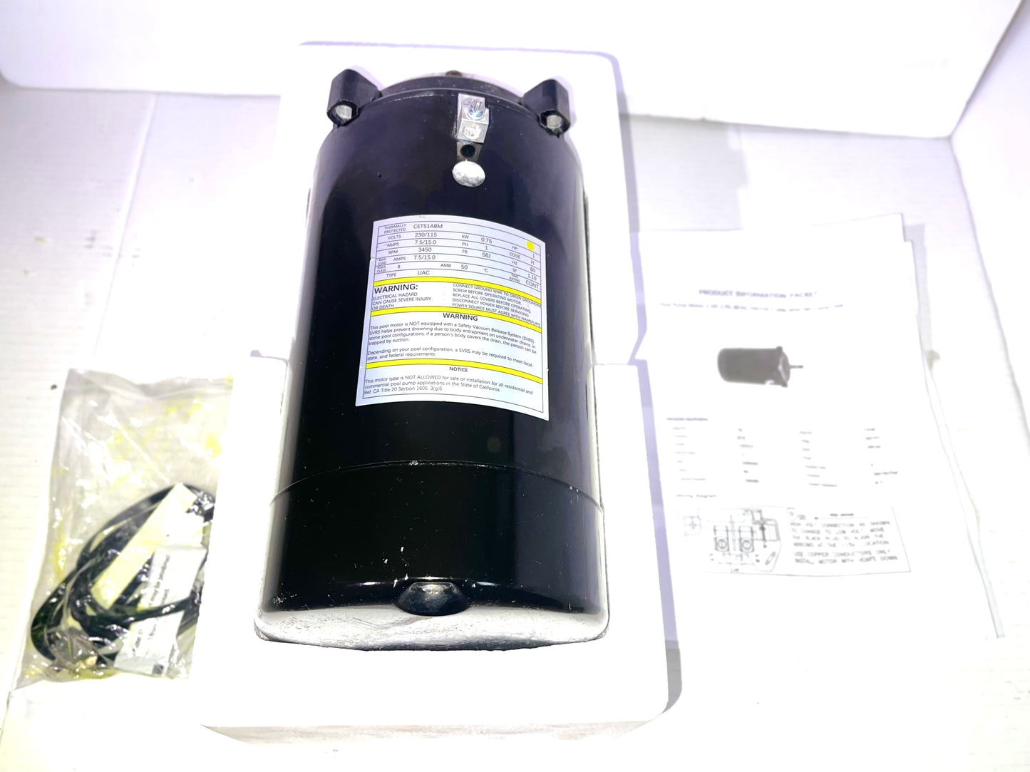 UST1102 1HP Swimming Pool Pump Motor With PS-201 Seal Kit for Hayward Super Pump, Super II, Max Flow, Northstar & Ja-Cuzzi Magnum Pump| 1 HP Single Speed Round C-Face Pool Motor, 115/230V