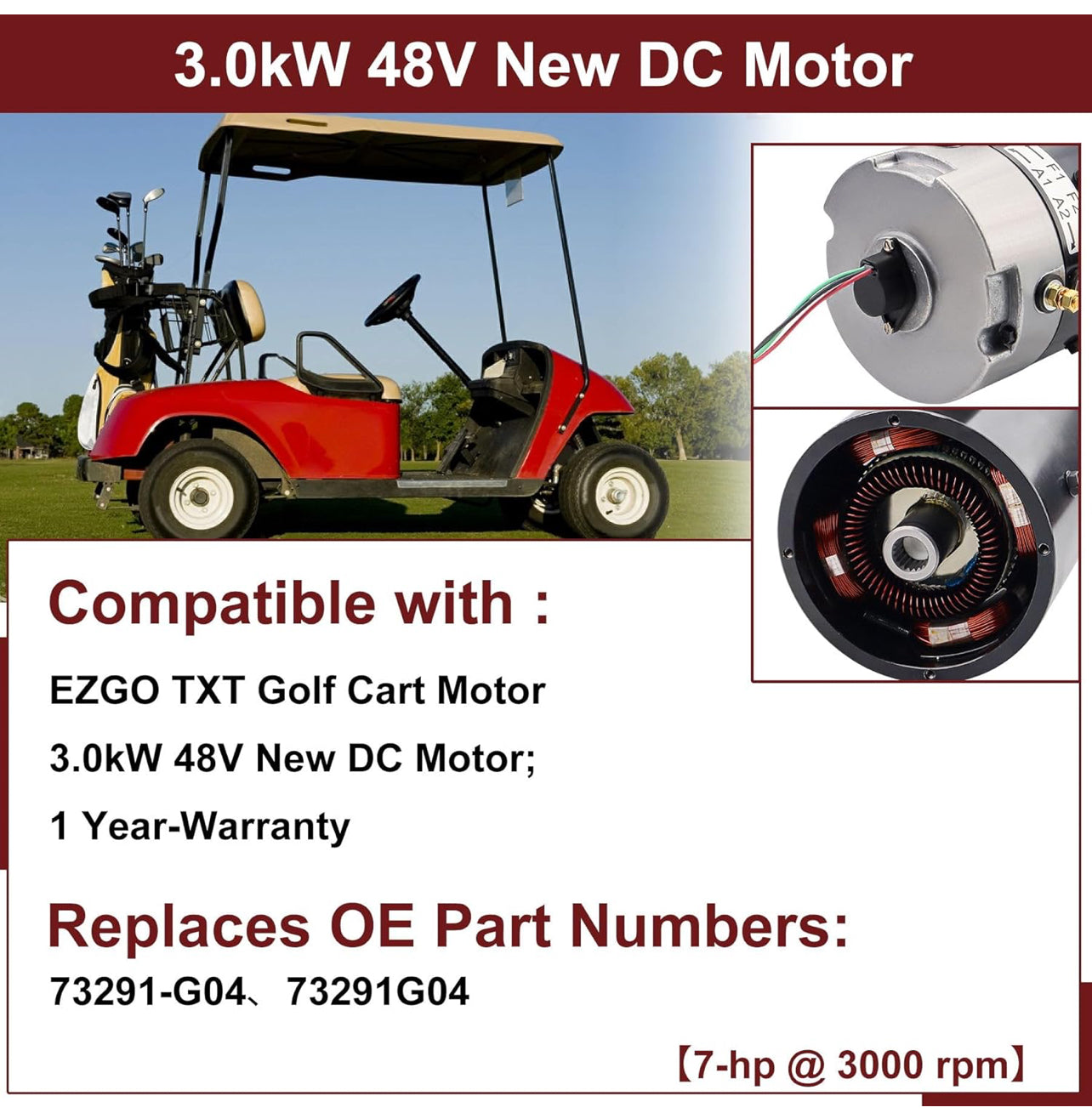DC Motor 48V 2.6KW 3.5HP DM430 For Yamaha for Hitachi Golf Carts G29 Drive