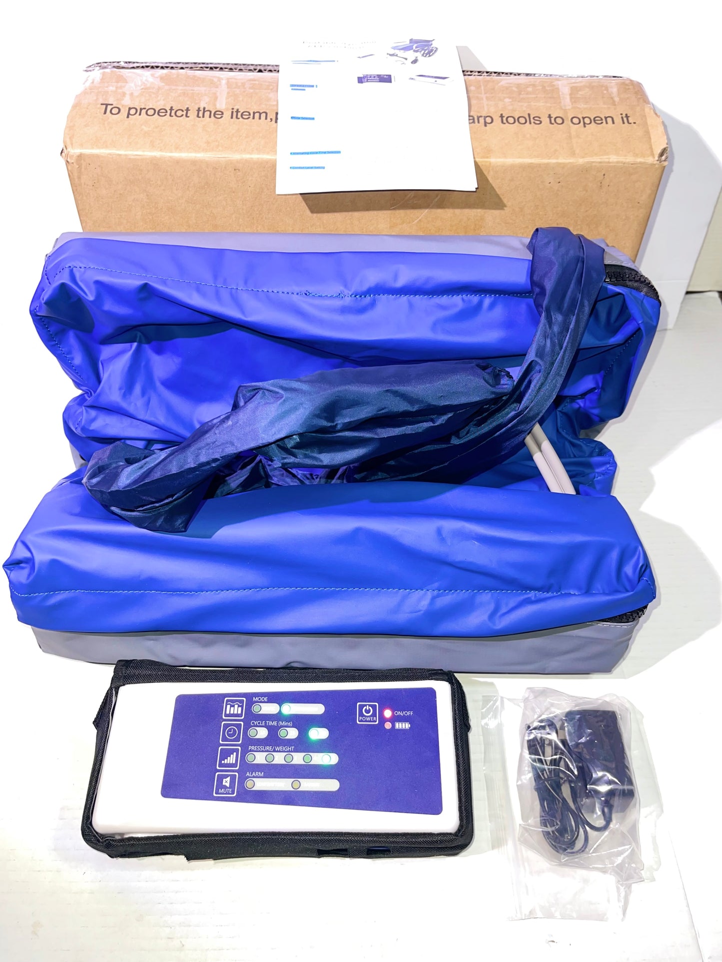 Alternating Pressure Seat Cushion for Wheelchairs with 24 Hour Air Pump Self Inflating Air Cell Cushion Pad for Pressure Relief Ulcer & Bed Sore Prevention Relieve Coccyx Tailbone Pain