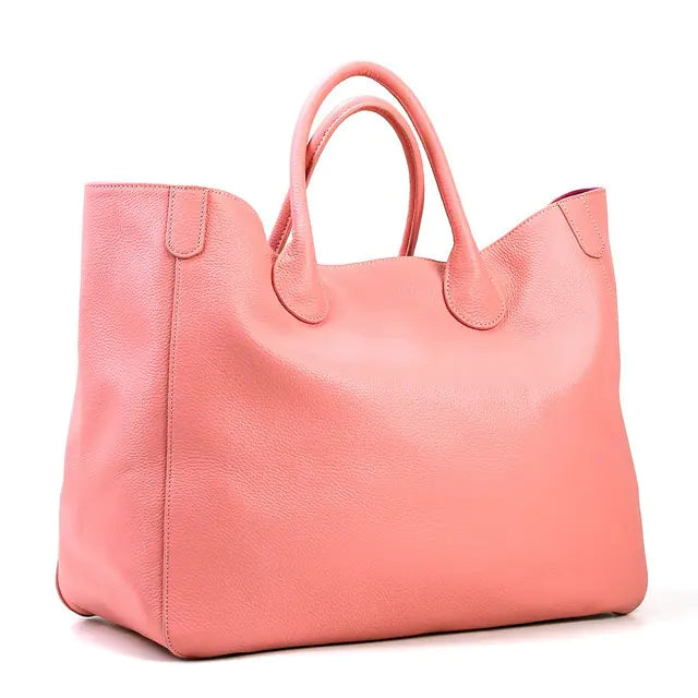 Oversized Genuine Cowhide Leather Tote Bag (Women)