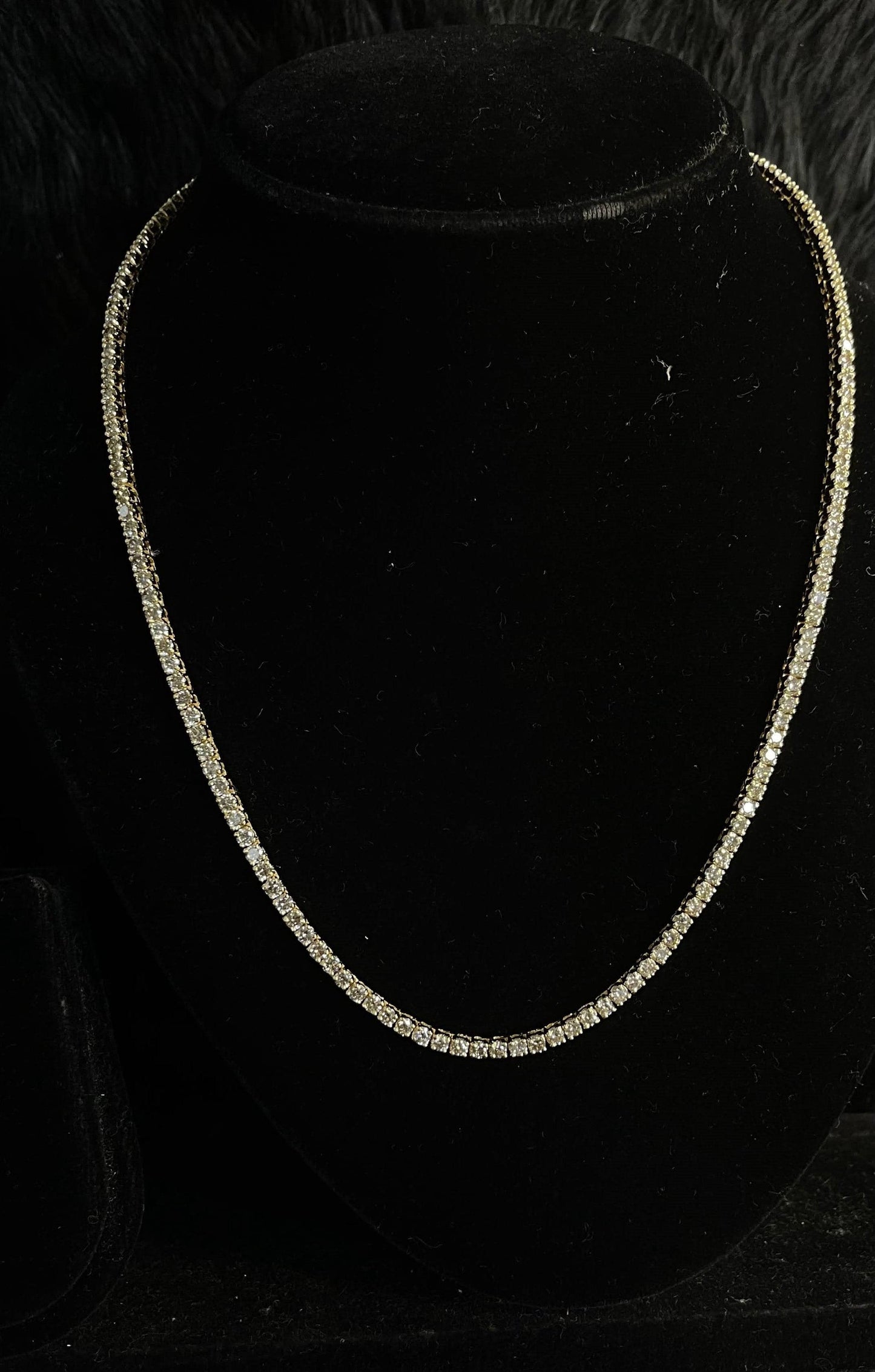 Natural Diamond Tennis Chain 18" 14K Yellow Gold 11.09 CT  0.05 Stone VS2 - SI1