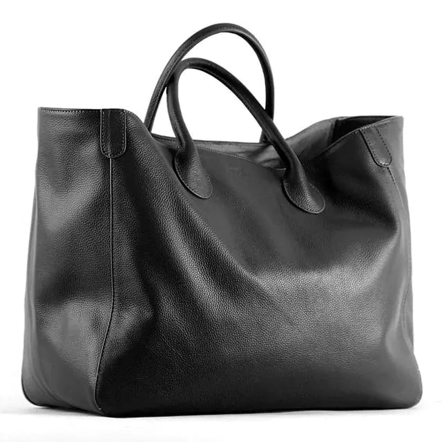 Oversized Genuine Cowhide Leather Tote Bag (Women)