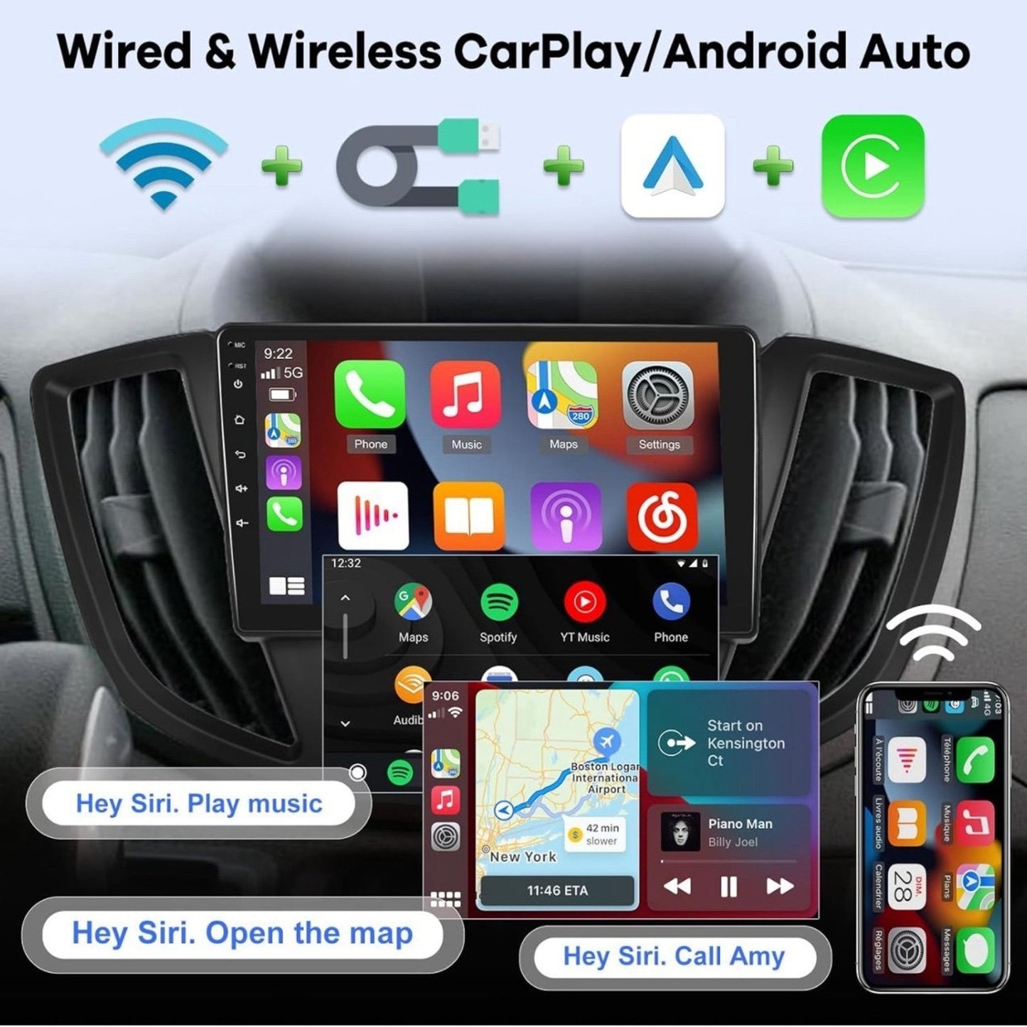 2G+64G] Car Radio for Ford Transit 2013-2019, Android 13 Touch Screen Transit Stereo, Carplay/Android Auto/EQ Audio/SWC +AHD Backup Camera