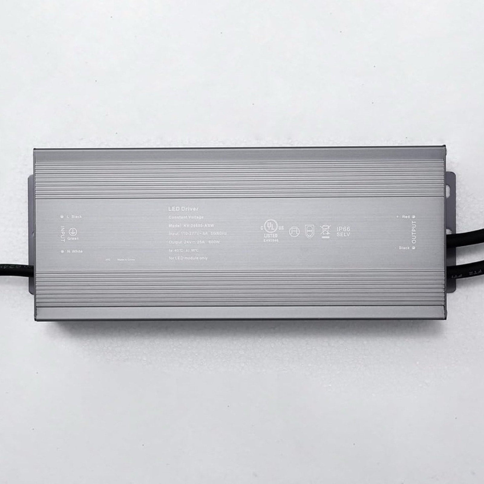 Outdoor Driver LED Power Supply for Lights, Computer Project 600W 24V IP66 Waterproof AC 100-277V to DC 24V 25A Low Voltage Transformer with UL Certification, 11X6X2”