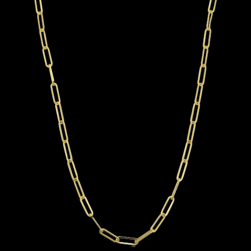 18K Gold 3MM Italian Sterling Silver Paper Clip Necklace (Ladies)