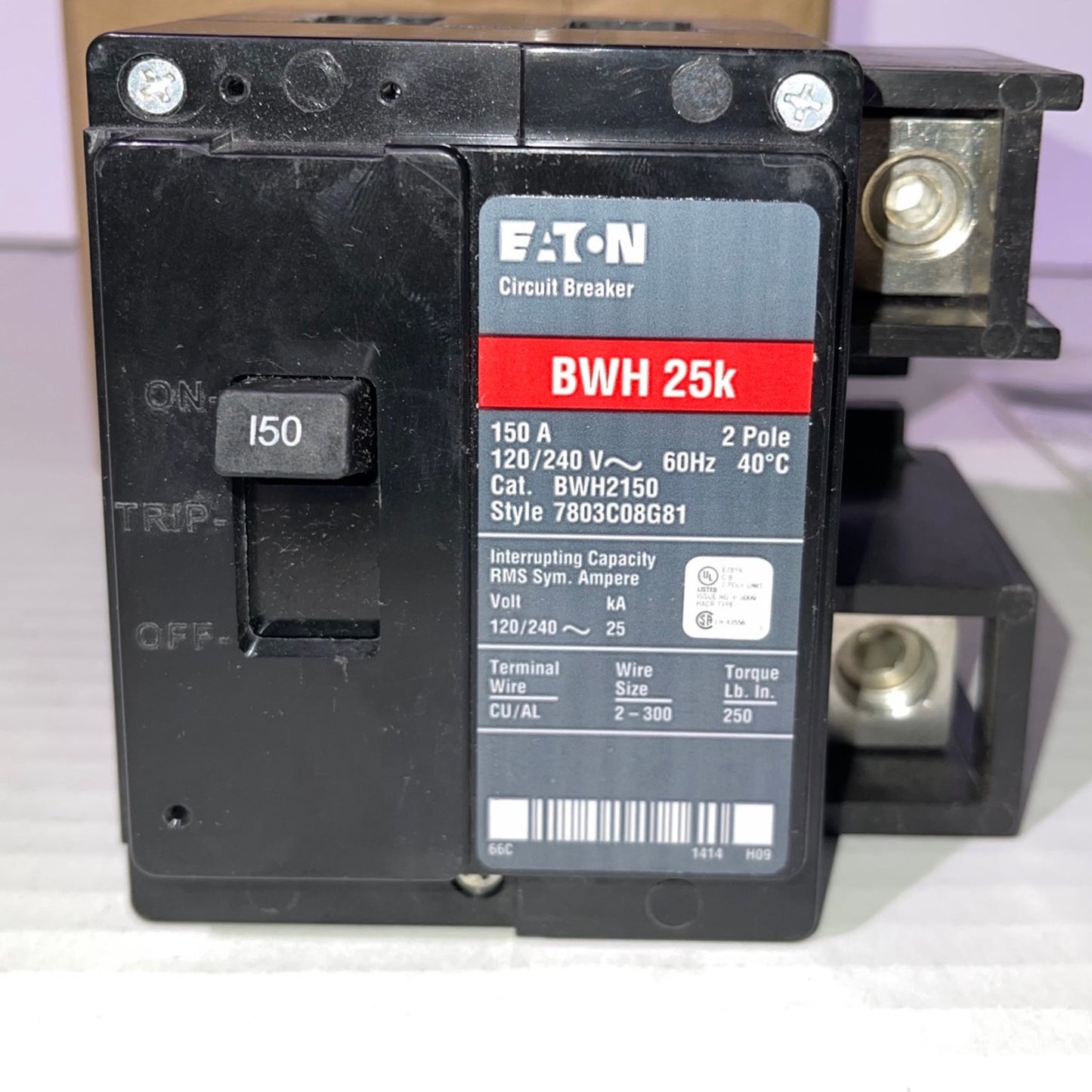 Eaton BWH2175 Bolt-On Mount Type BWH Main Circuit Breaker Kit 120/240V AC 175Amp