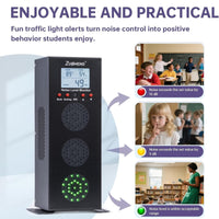 Noise Detector with Traffic Light Alert & Adjustable dB Threshold & Volume, Temp & Humidity Display, Metal Housing, for Classroom Noise Control, Fun Interaction for Easy Noise Management