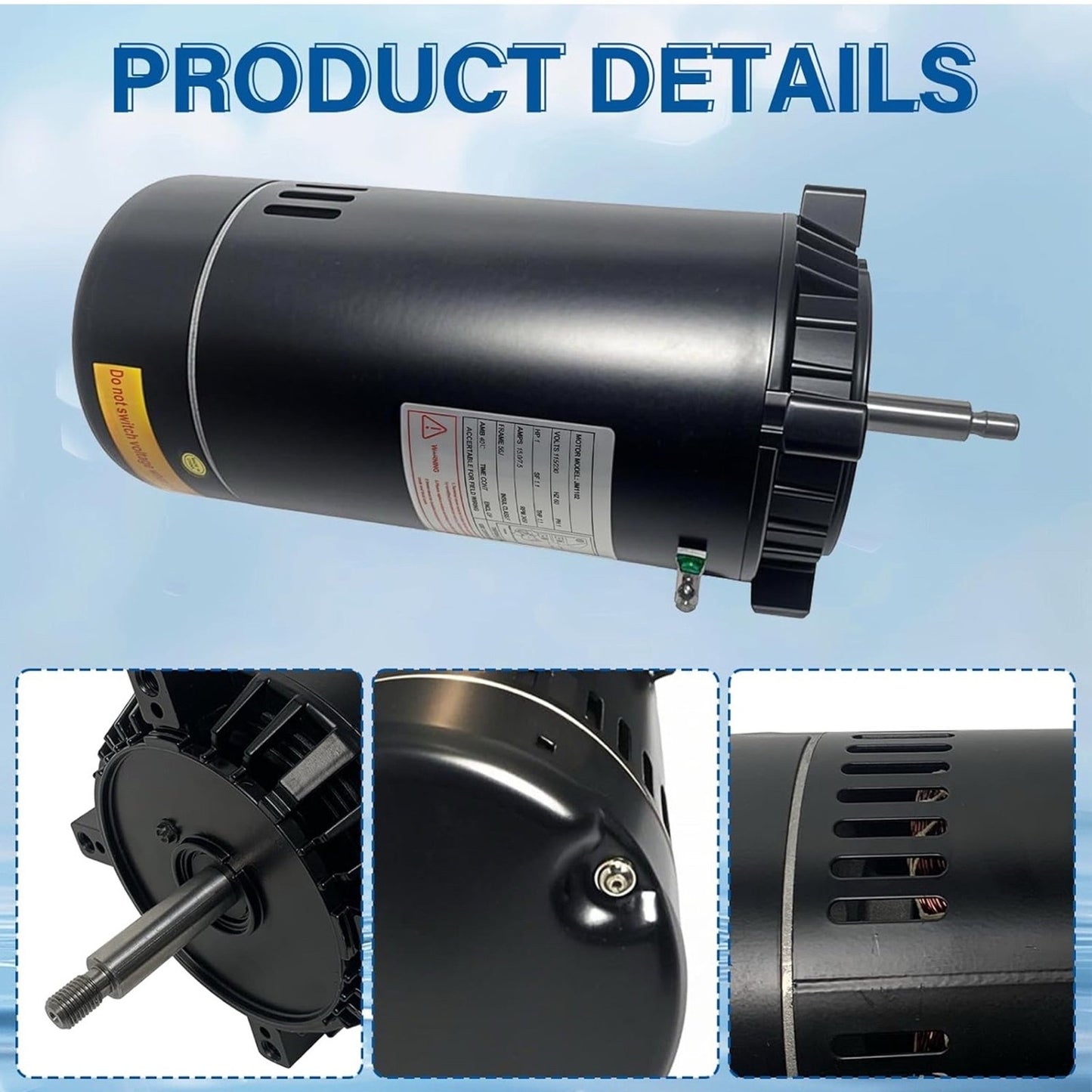 UST1102 1HP Swimming Pool Pump Motor With PS-201 Seal Kit for Hayward Super Pump, Super II, Max Flow, Northstar & Ja-Cuzzi Magnum Pump| 1 HP Single Speed Round C-Face Pool Motor, 115/230V