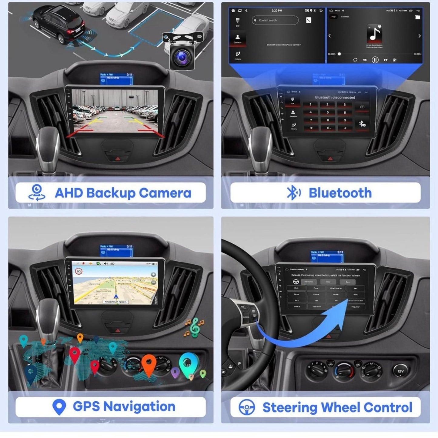 2G+64G] Car Radio for Ford Transit 2013-2019, Android 13 Touch Screen Transit Stereo, Carplay/Android Auto/EQ Audio/SWC +AHD Backup Camera