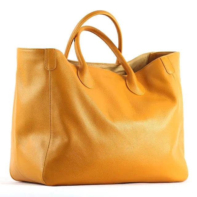 Oversized Genuine Cowhide Leather Tote Bag (Women)