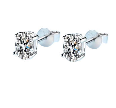 2CTW Total Sterling Silver VS1 Moissanite Stud Earrings (Unisex)