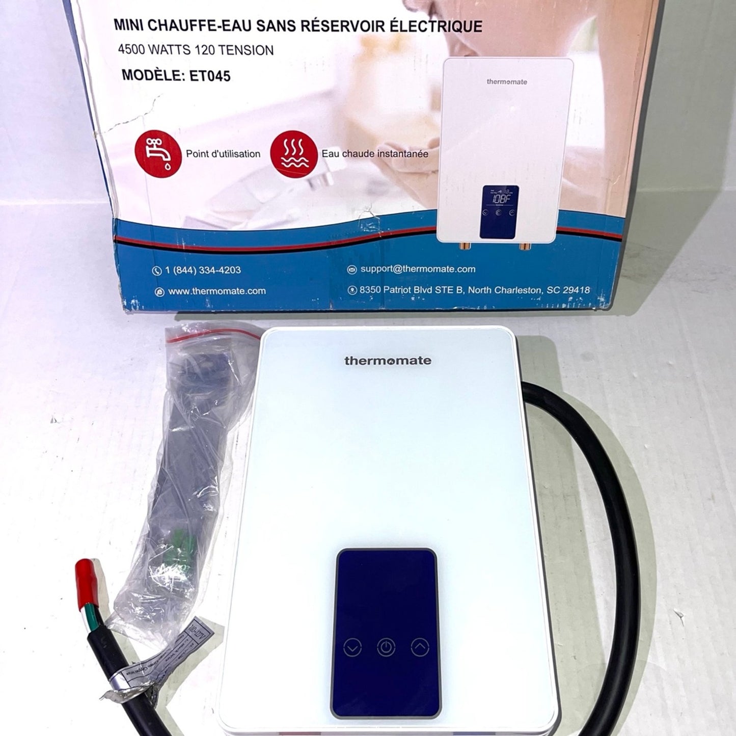 ThermoMate Tankless Water Heater Electric for Single Faucet, 4500W 120V Small Po