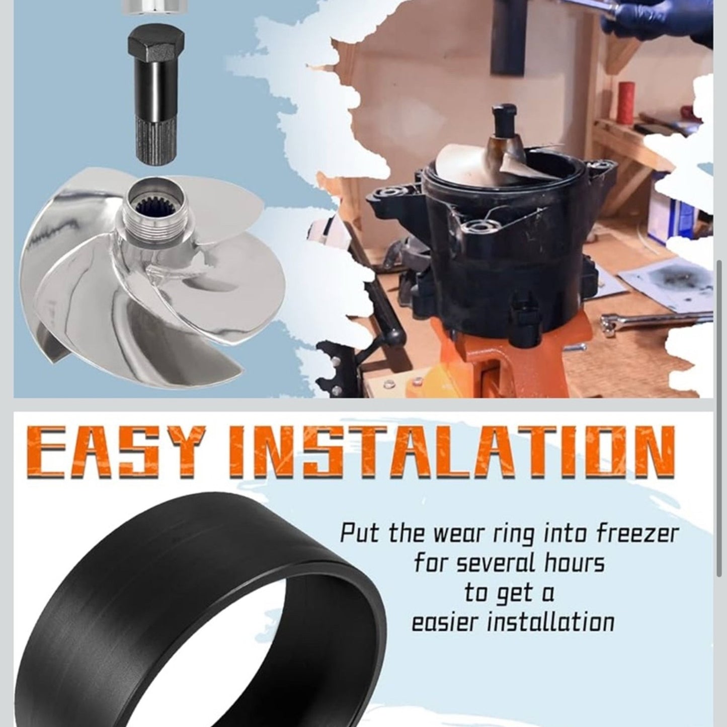 Complete Jet Pump Rebuild Kit Impeller Removal Installation Tool Fit for 1994-2002 SeaDoo RFI GS GSI GSX GTI GTX HX SP SPI SPX XP