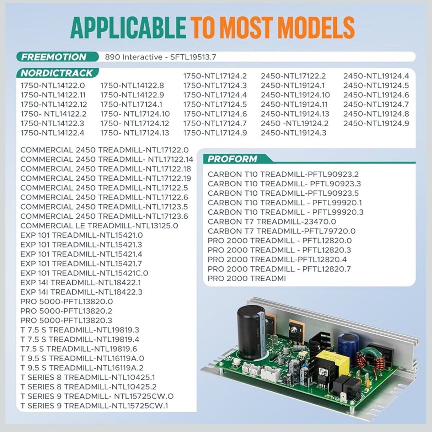 MC1648DLS 406077 Motor Controller Board Motherboard Replace ZE0824, Treadmill Control Board for Nordic Track(1750,2450,etc) / FreeMotion/Proform Treadmill