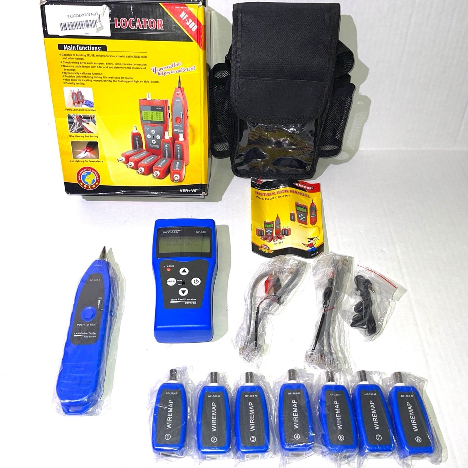 Network Cable Tester NF-388 Measure Length Continuity Test Wire Tracker RJ45 RJ11 Ethernet Cable Tester