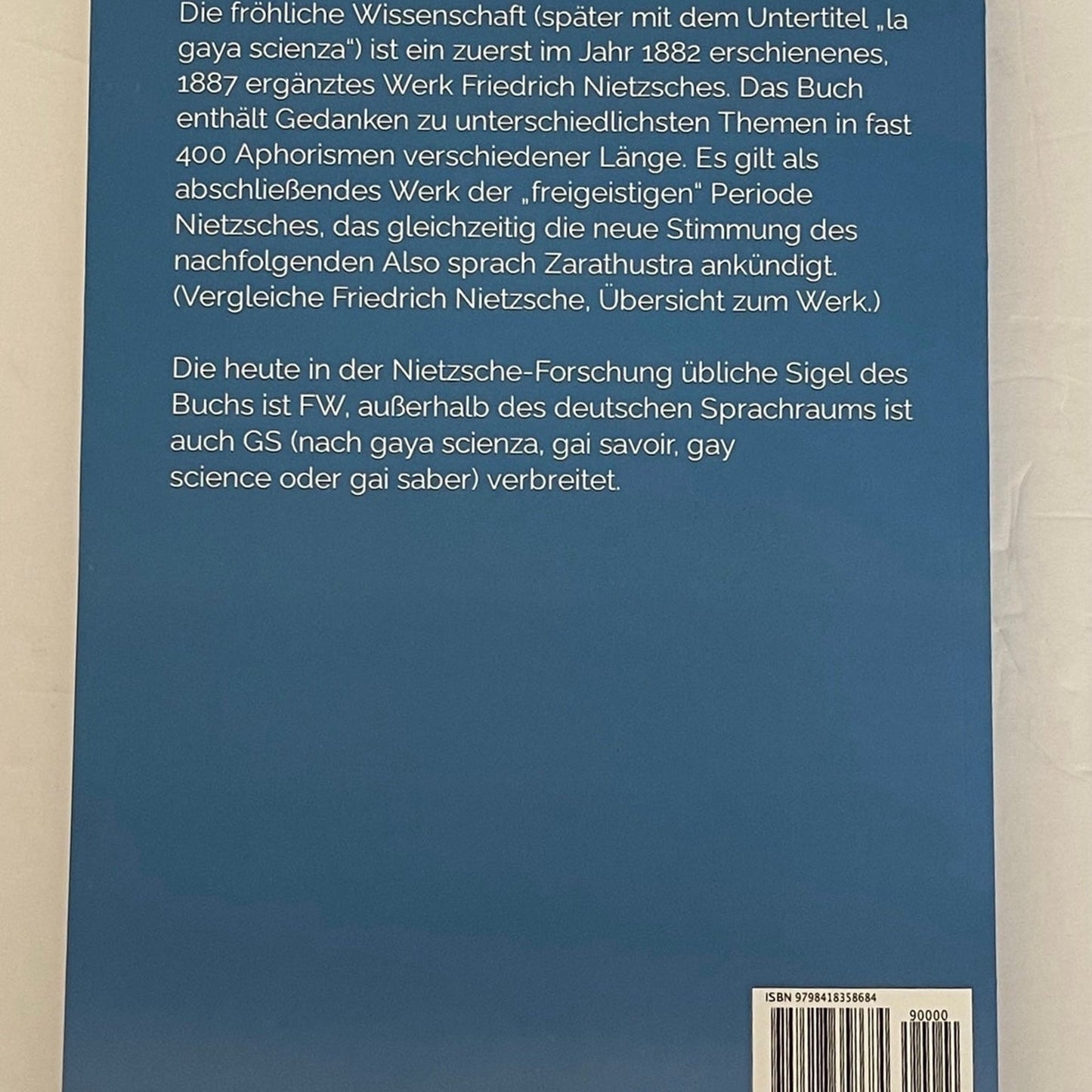 Die Frohliche Wissenschaft: ("La Gaya Scienza") (German Edition)