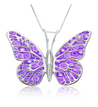 Handmade Polymer Clay Butterfly 925 Sterling Silver Pendant Set (Women)