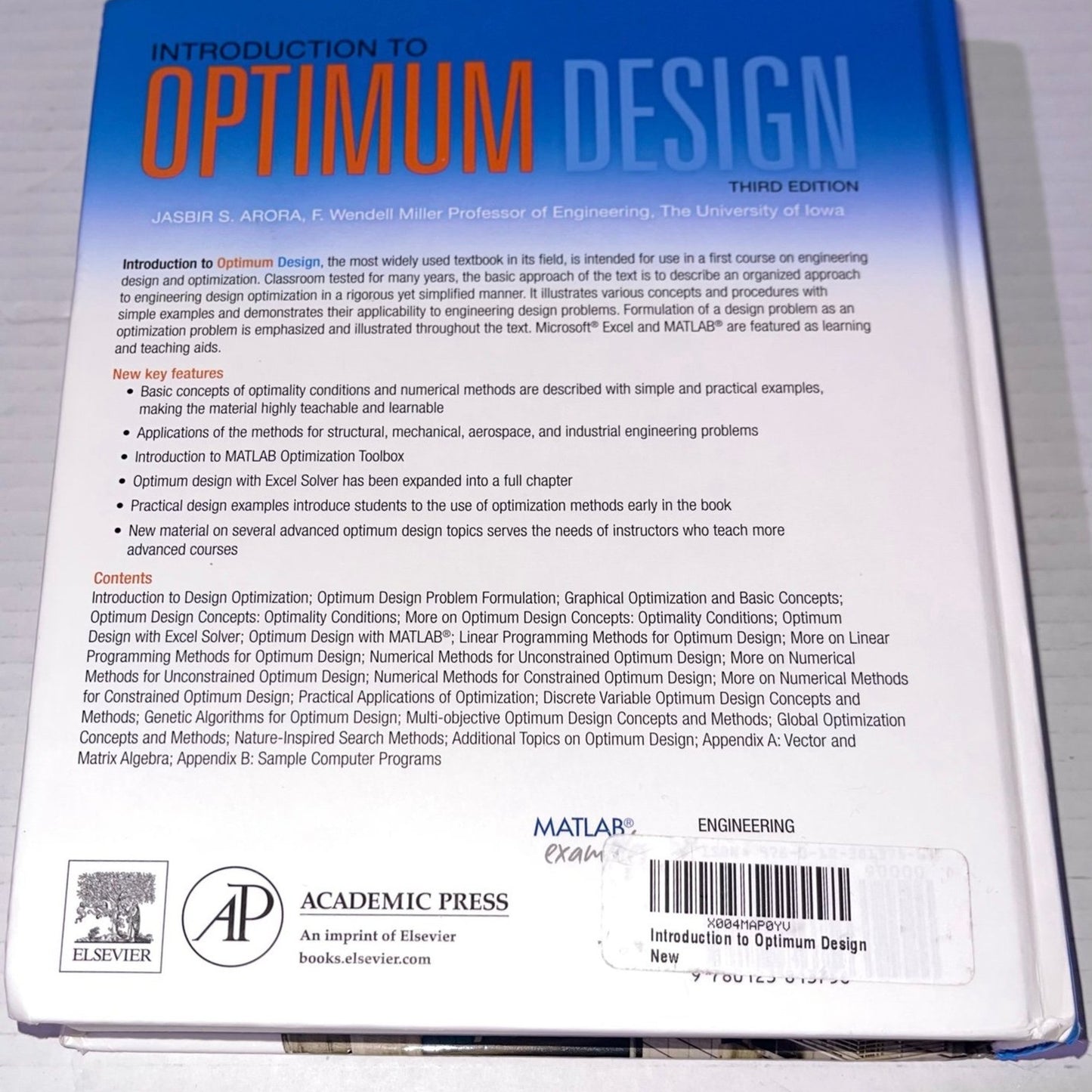 Introduction to Optimum Design by Jasbir Arora (2011, Hardcover)