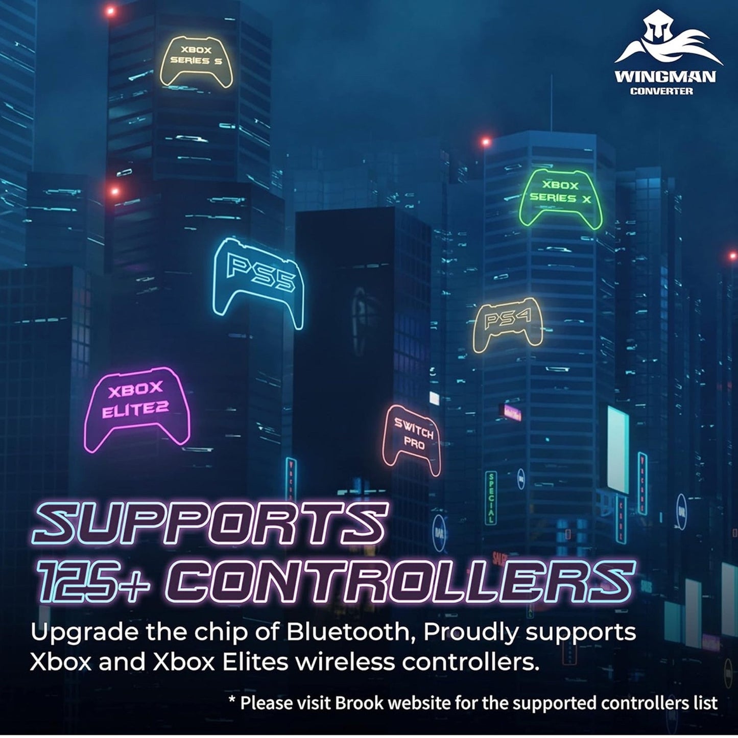 Brook Wingman XE2 Wireless Controller Adapter [Exclusive Version] – 2-in-1 Converter for PS4, Xbox Series, NS, NS 2 & PC – Supports Turbo, Remap, Lag-Free Play – Includes Keychain