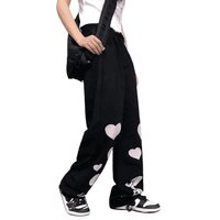 Love Skull Casual Bone Print Wide Leg Pants (Women)