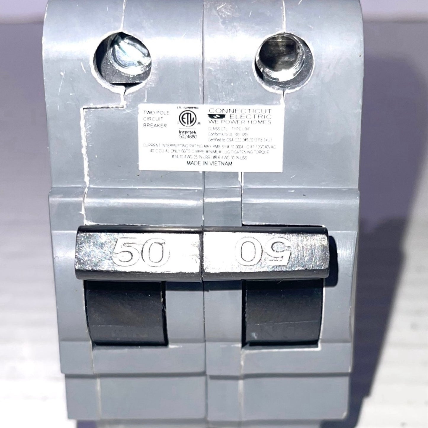 UBIF250N Federal Pacific Electric Stab-Lok NA250. Two Pole 50 Amp Thick Series Manufactured By Connecticut Electric Grey