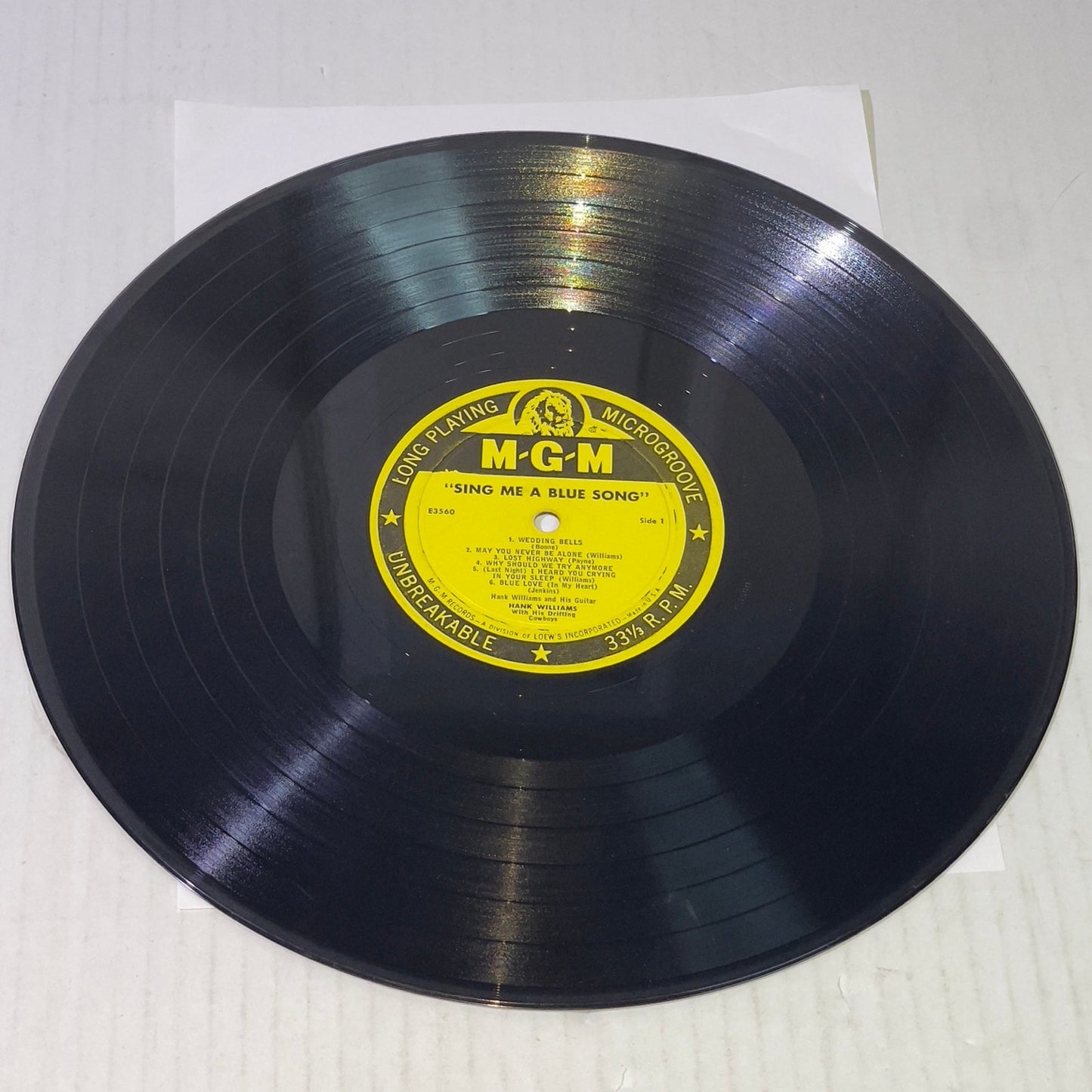 Hank Williams Sr. Sing Me a Blue Song VINYL RECORD LP