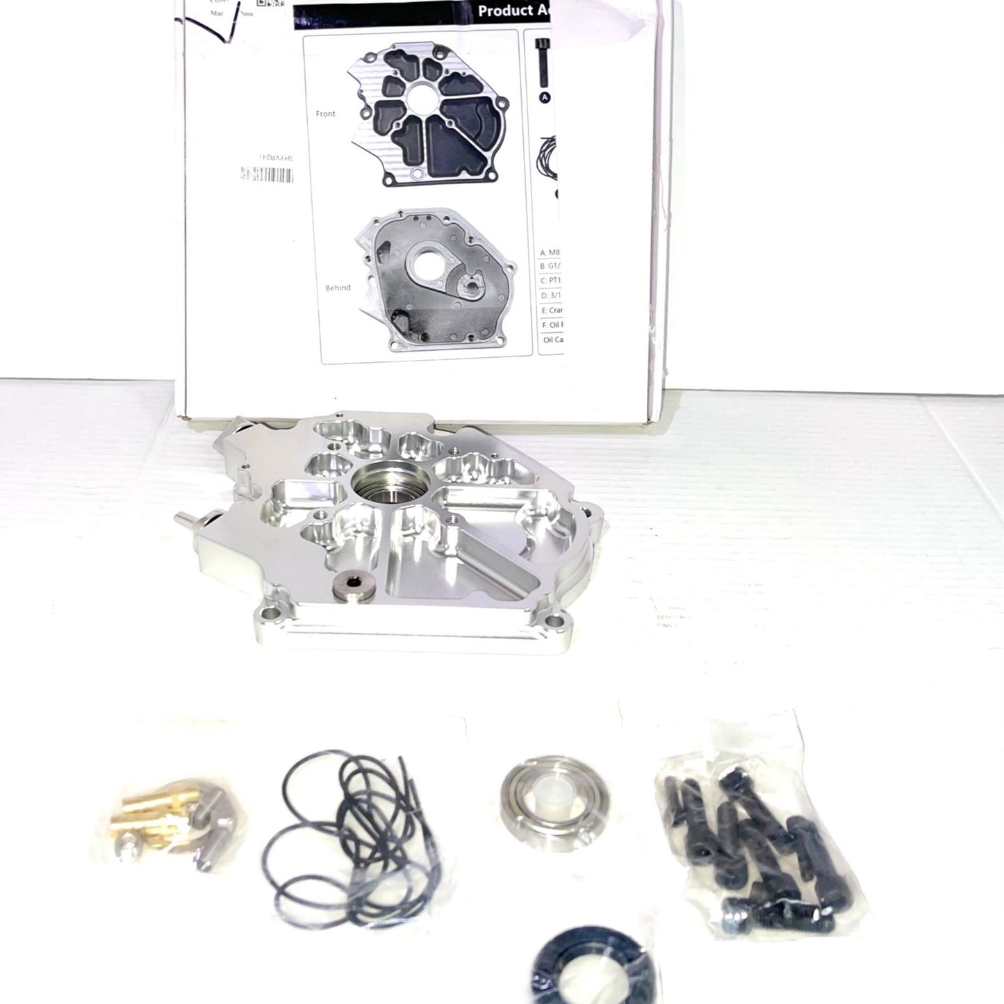 Dual Bearing Billet Side cover For GX200/Clone 196 Predator Hemi, Ghost, Tillotson 212 and 224 Engine Silver