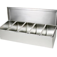 TrueCraftware- 5 Compartment Stainless Steel Condiment Bar (Open Bottom)- Condim