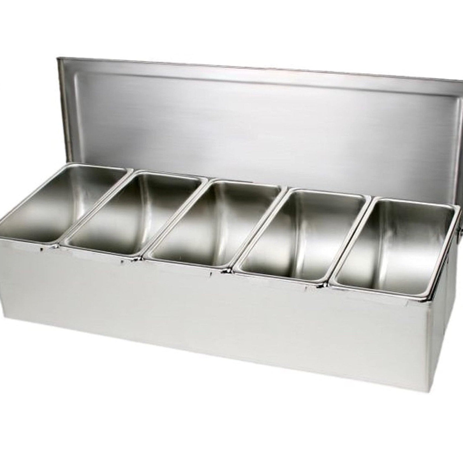 TrueCraftware- 5 Compartment Stainless Steel Condiment Bar (Open Bottom)- Condim