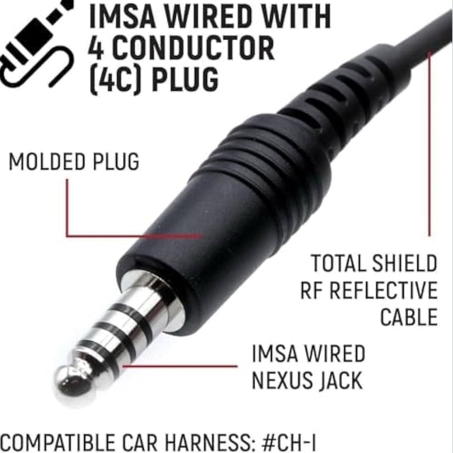 IMSA Coil Cord Helmet Kit 3.5mm Ear Buds Jack Noise Cancelling Dynamic Microphone Rugged Radios