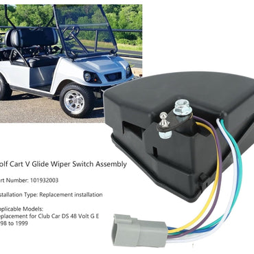 5Pin ss Cart V Glide Wiper Switch Assembly, 101932003, Black, Push Button, Hinge Lever, Manual, Replacement for Car DS 48 Volt G E 1998 to 1999