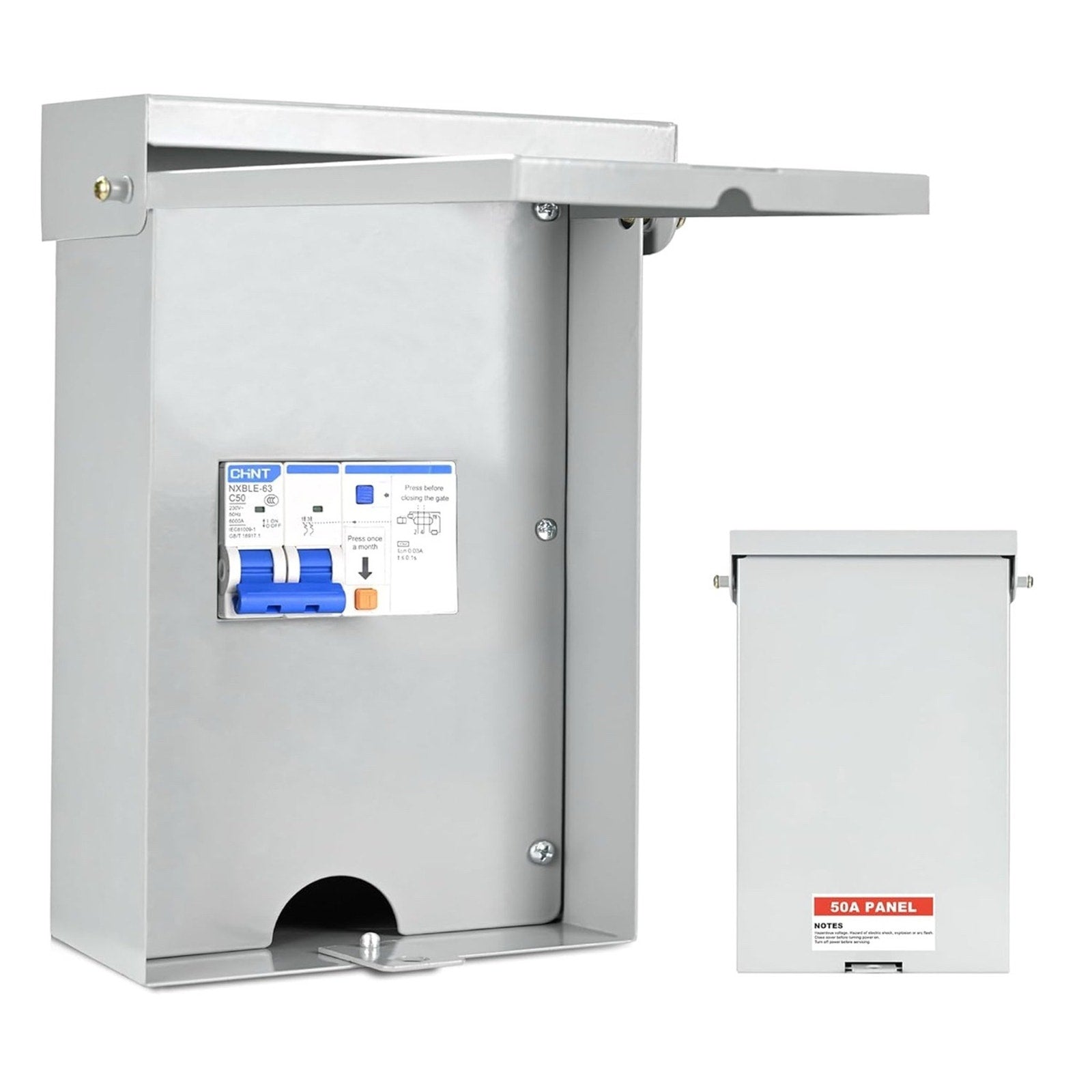 50 Amp Spa Panel, IP 65 Outdoor Breaker Box, 50 Amp GFCI Breaker for Hot Tub, Swimming Pools, 240V 1 Pole 3 Wires, Meeting NEMA 3R Standards for Outdoor Indoor