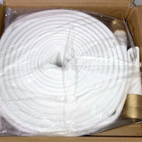 Fire Hose White, 1-1/2” x 50' Lay Flat Heavy-Duty Backwash/Discharge Hose, NST/NH Brass Connectors (1.5” NST/NH-50FT)
